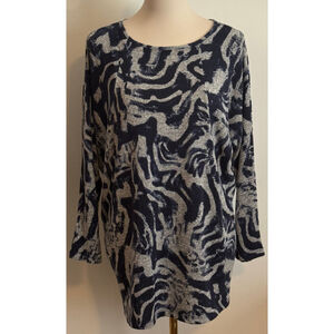 Women's Clara Sunwoo Long Sleeve Tee S Blue Gray Abstract Print